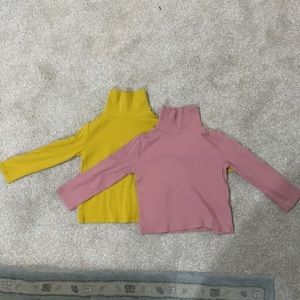TWO Toddler girls turtleneck/mockneck long sleeve ribbed top